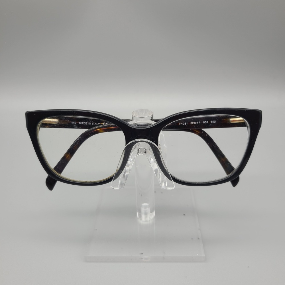 Fendi F1031 Cat Eye Eyeglasses Black Tortoise Gold Zucca Logo Italy 52-17 001